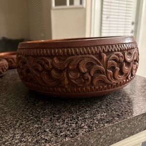**SOLD** Stunning carved wood salad bowl